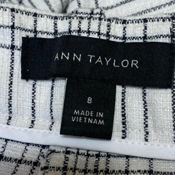 Ann Taylor Women White Black Plaid High Rise Straight Leg Trousers Pants Size 8 - Picture 4 of 5